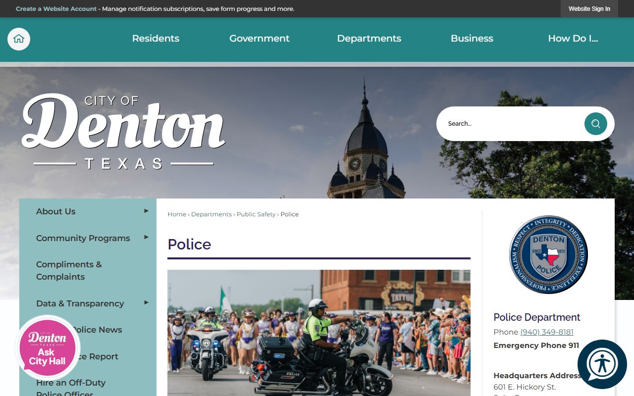 Denton recent arrests police department website