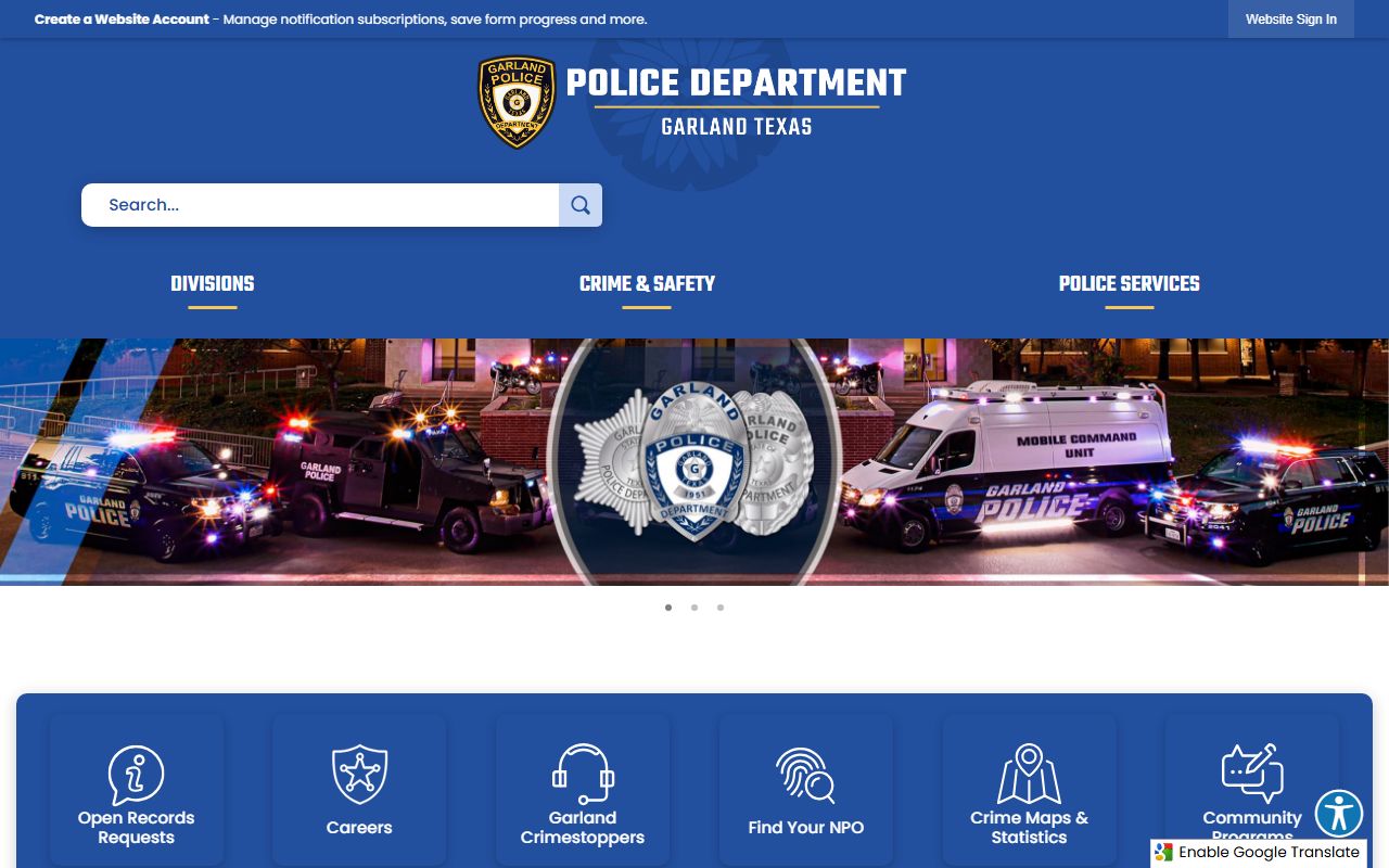 Garland recent arrests police department website