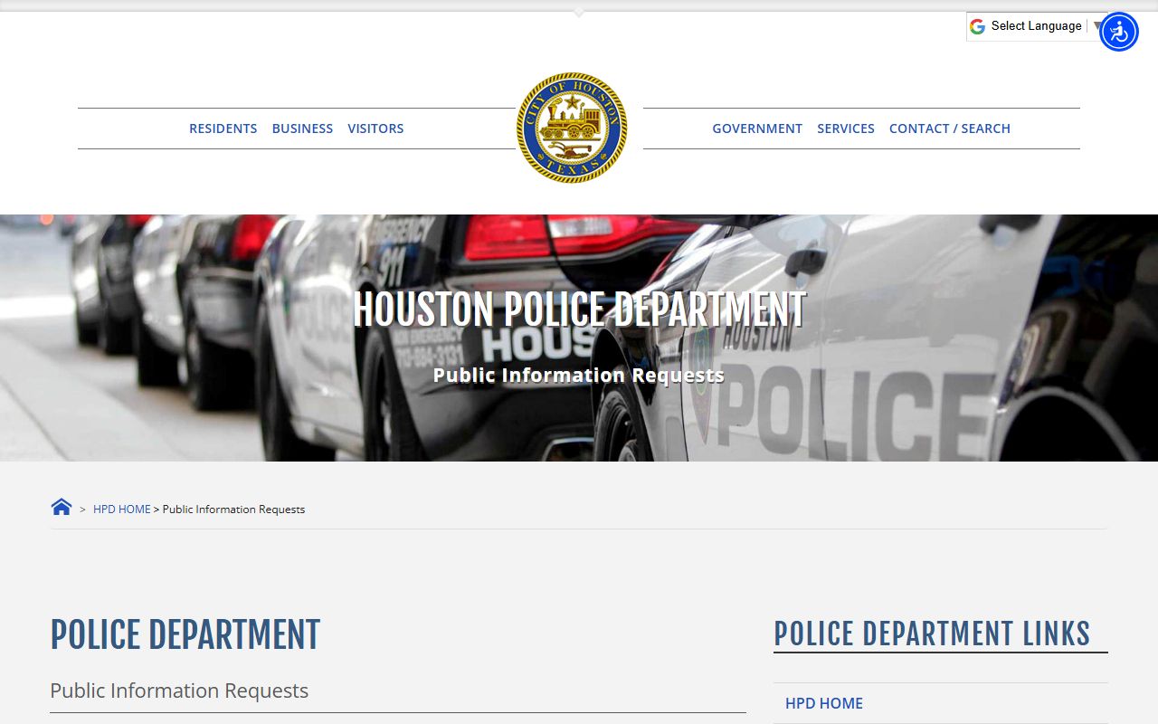 Houston recent arrests public information request page