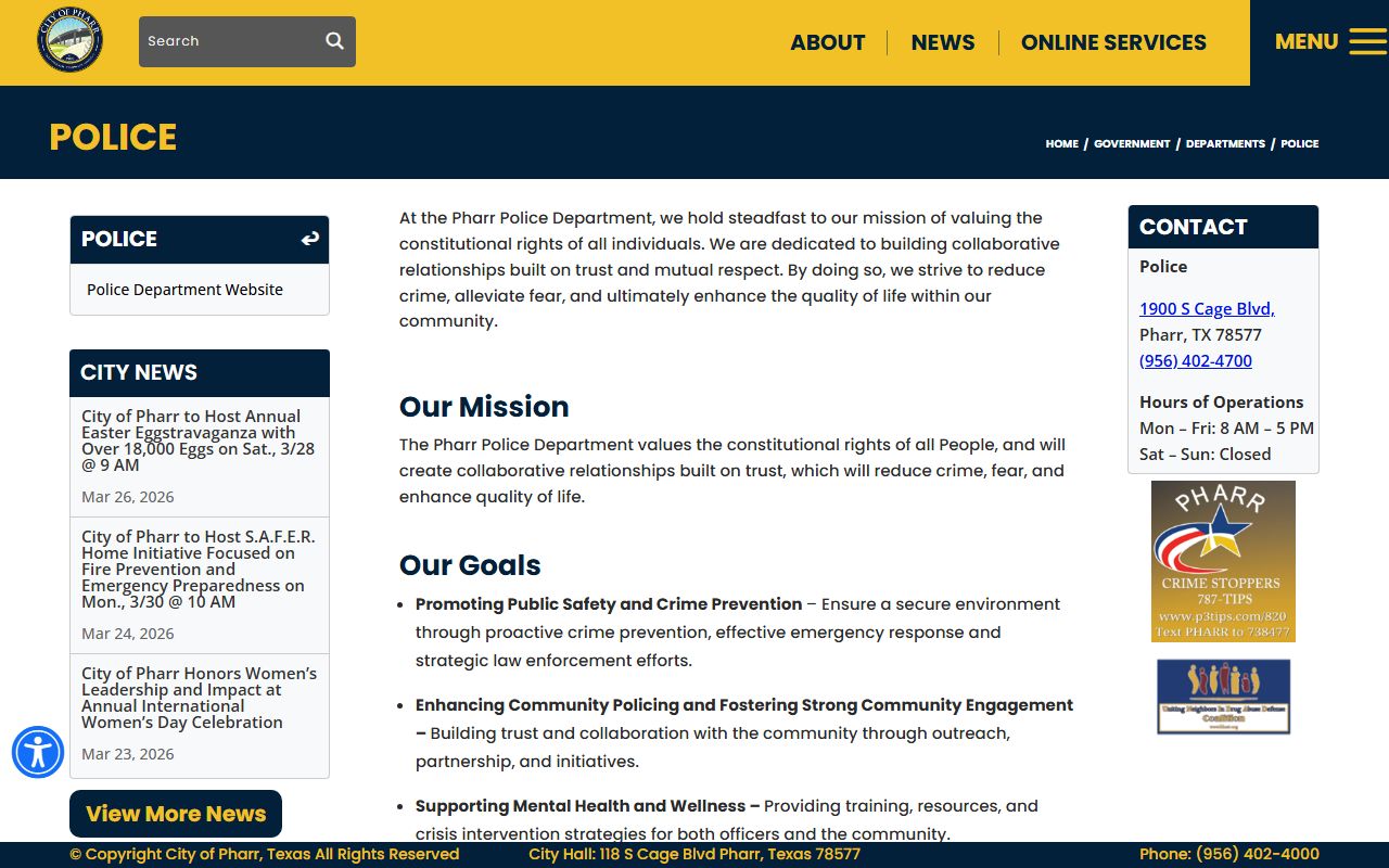 Pharr recent arrests police department website