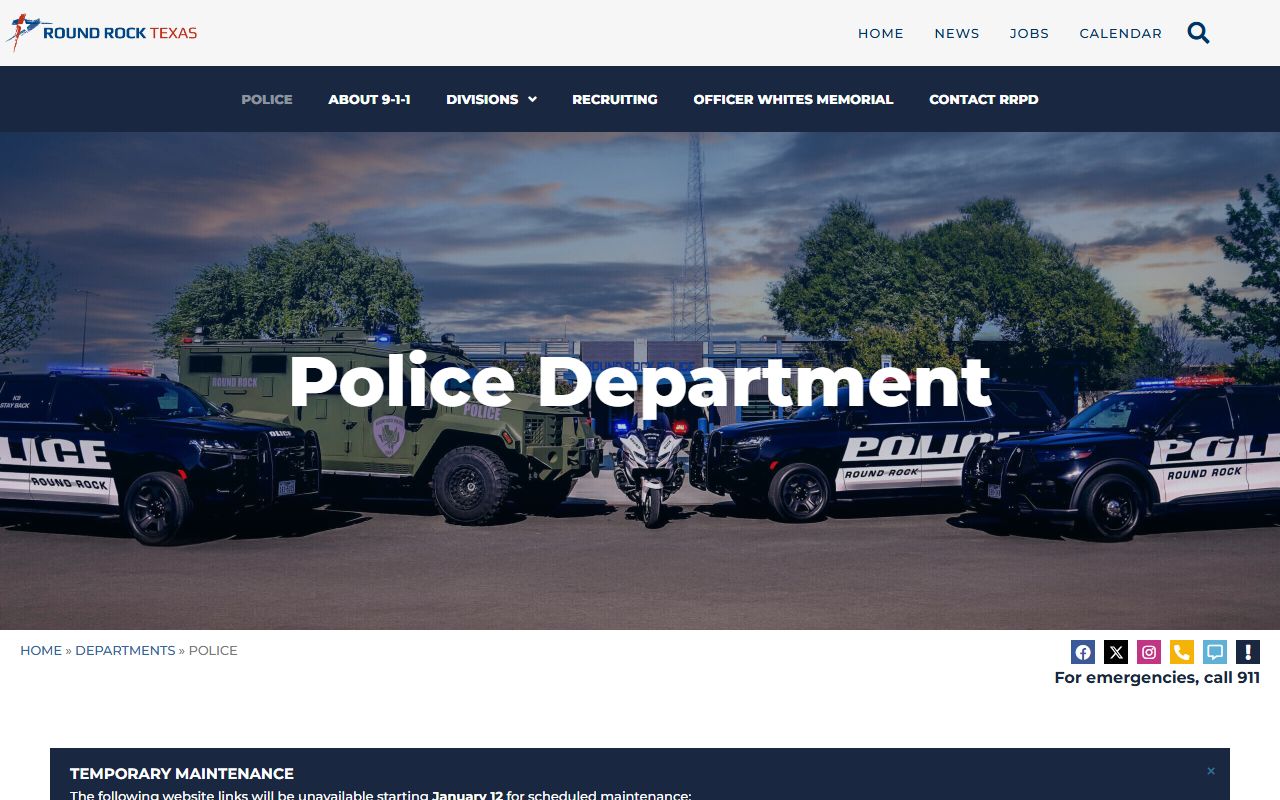 Round Rock recent arrests police department website