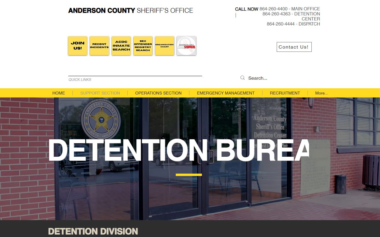 Anderson County recent arrests detention bureau page