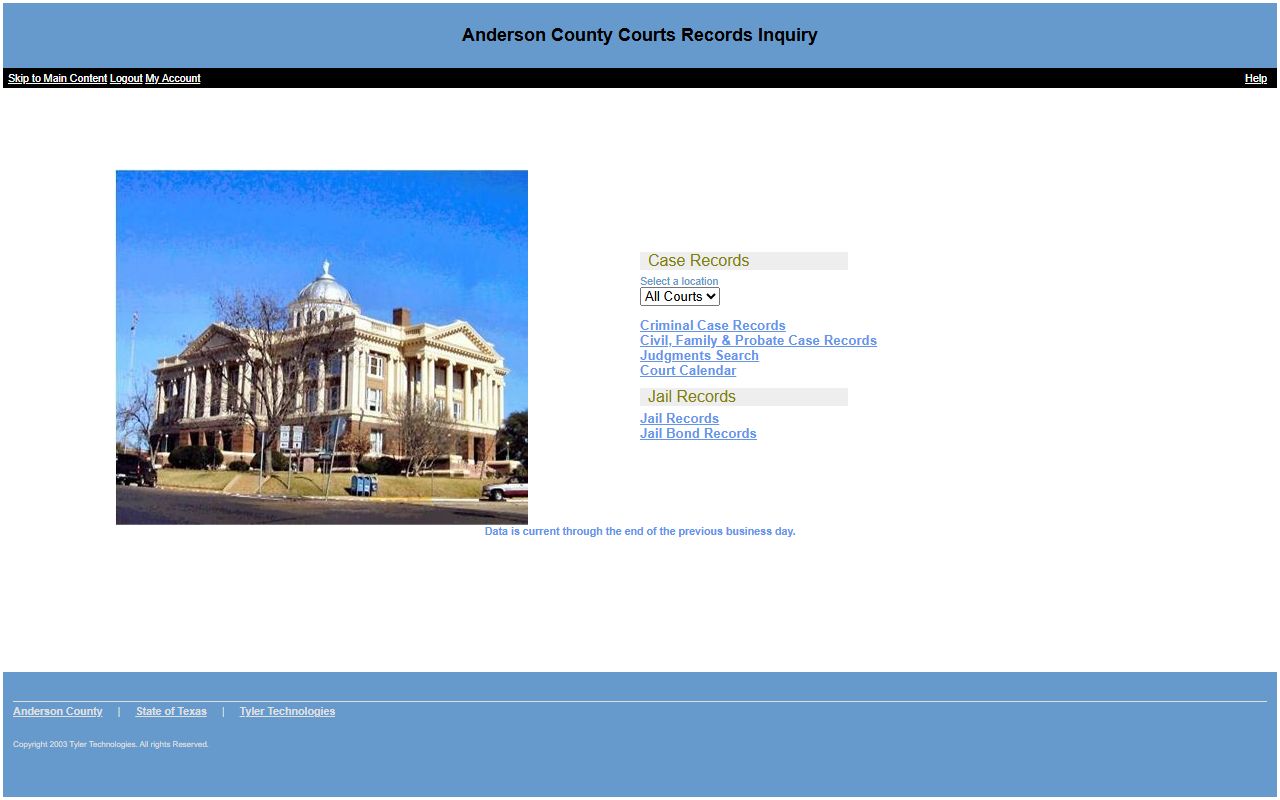 Anderson County recent arrests Tyler Technologies public access portal