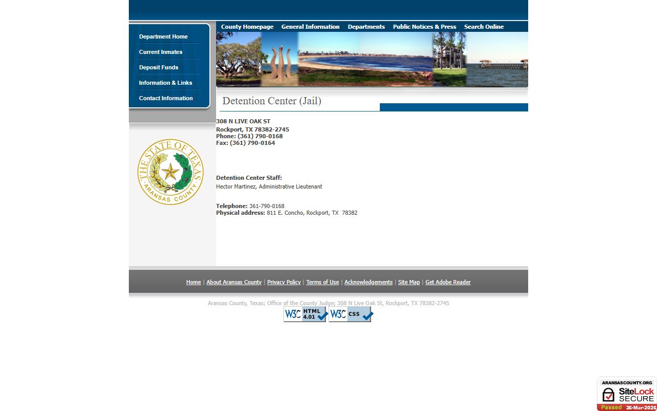 Aransas County recent arrests detention center website
