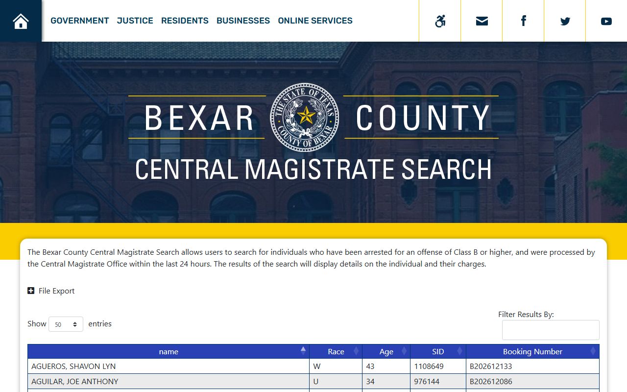 San Antonio area Bexar County recent arrests magistrate search