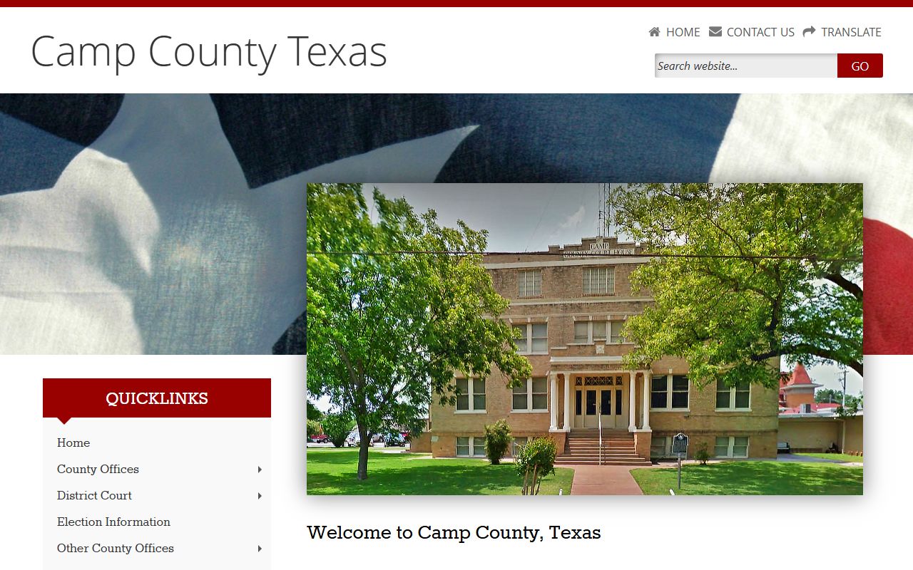 Camp County recent arrests county website homepage