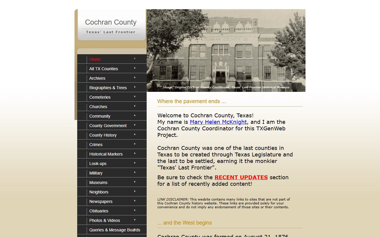 Cochran County recent arrests county website
