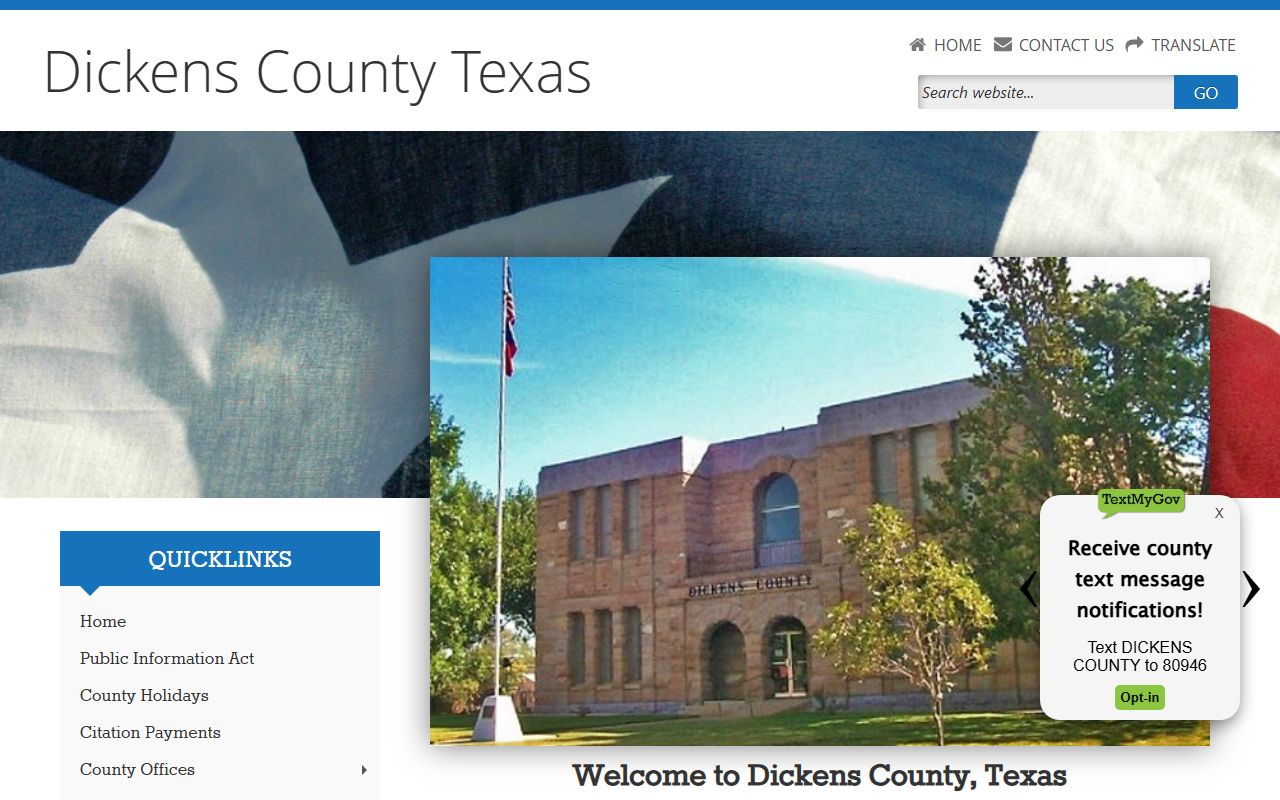 Dickens County recent arrests county website homepage