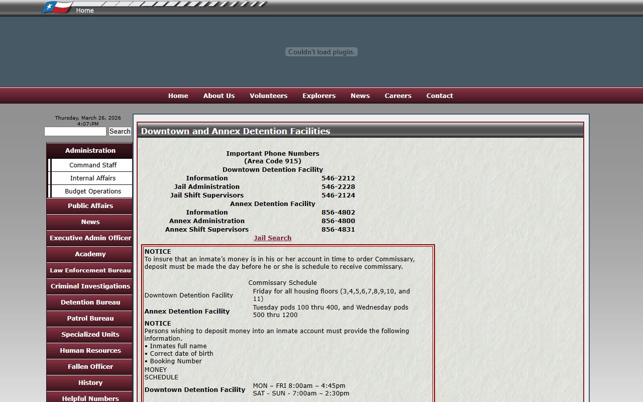 El Paso County recent arrests Sheriff's Office jail information page