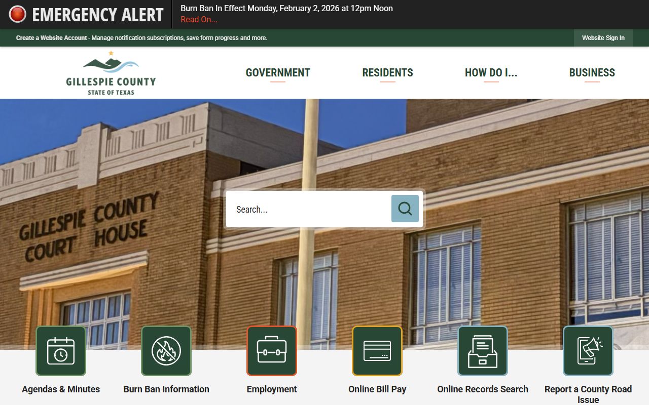 Gillespie County recent arrests county website page