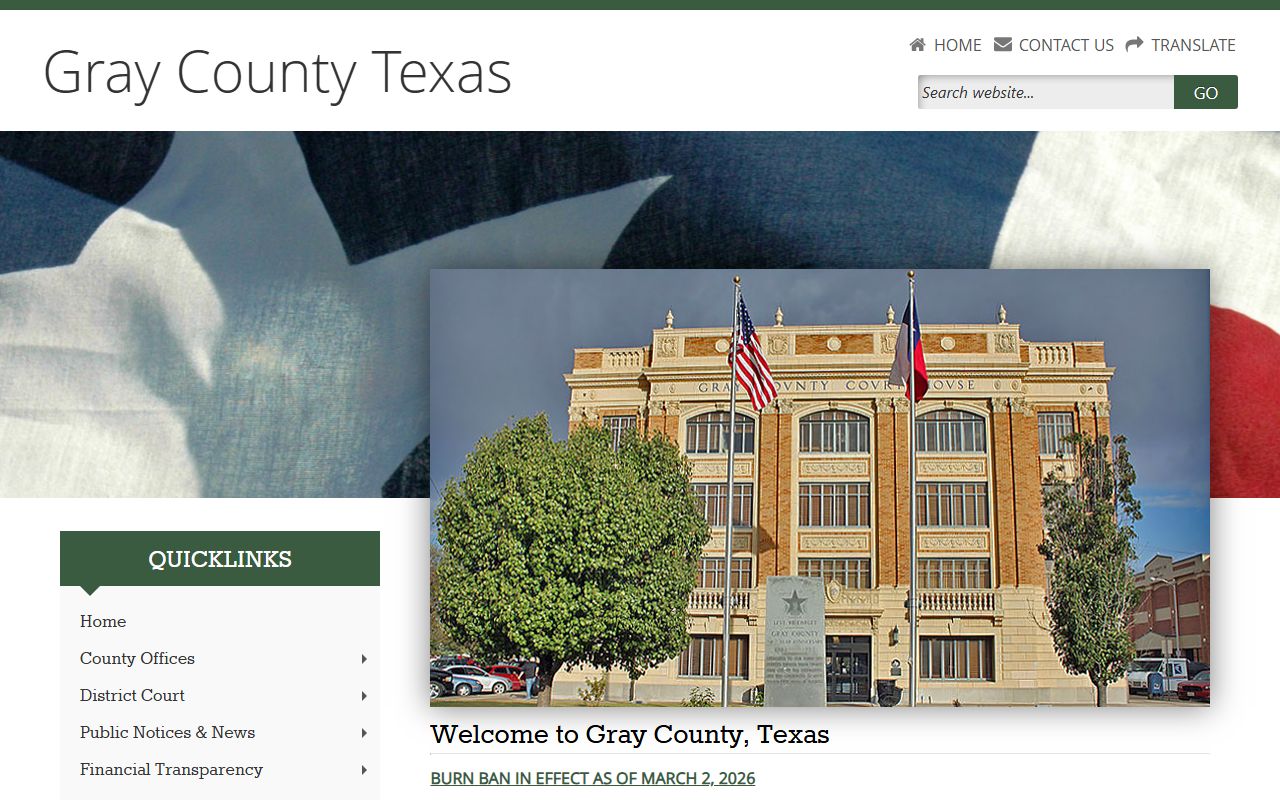 Gray County recent arrests county website page