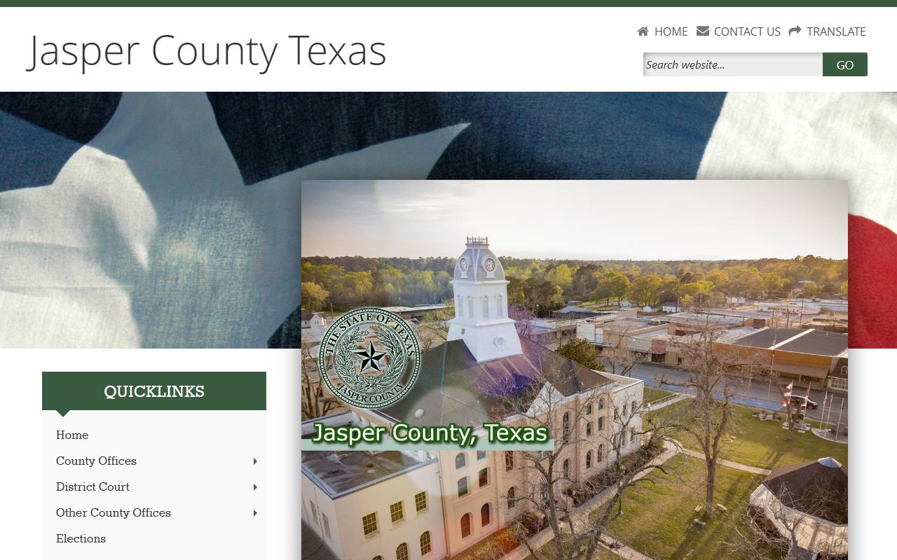 Jasper County website with Sheriff's Office contact information for arrest record inquiries