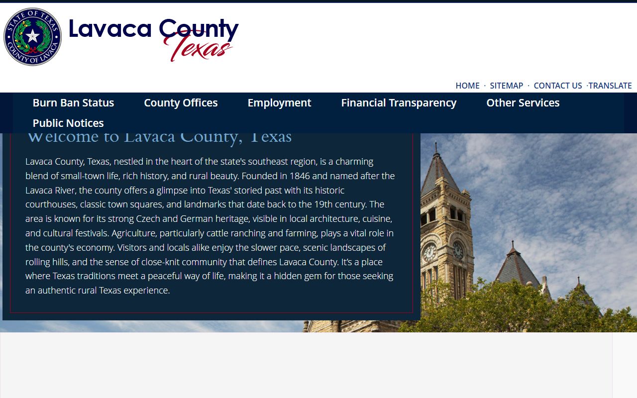 Lavaca County website showing Sheriff's Office information for recent arrests