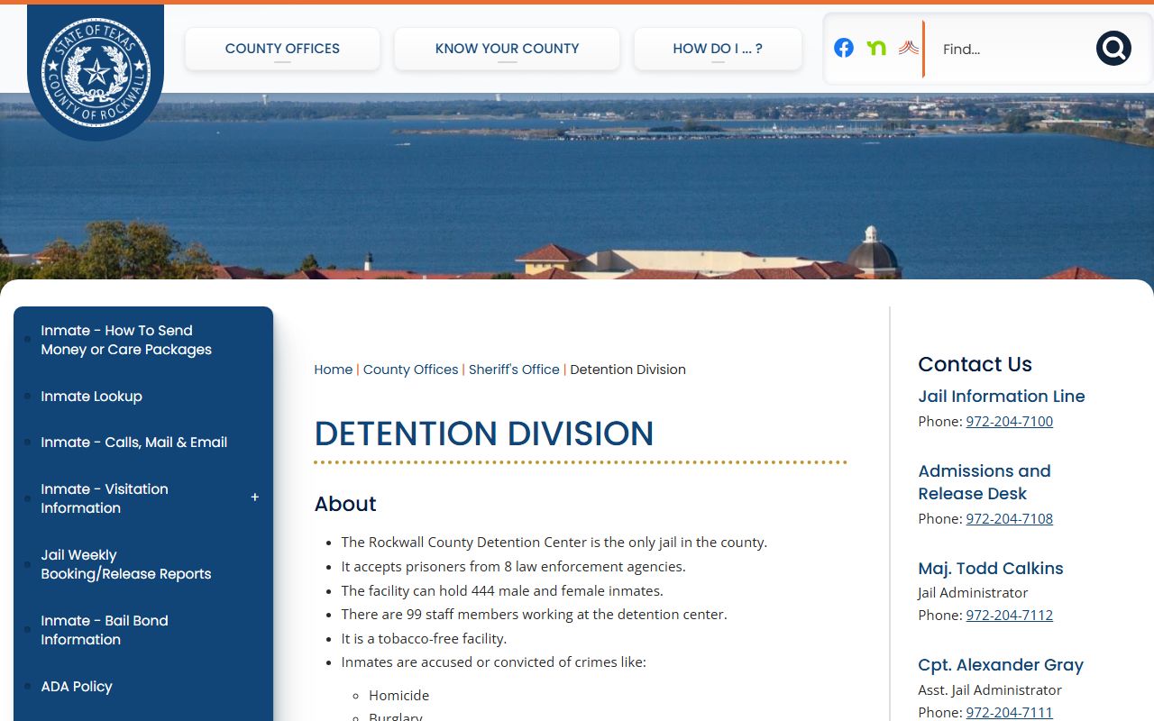 Rockwall County recent arrests detention division page