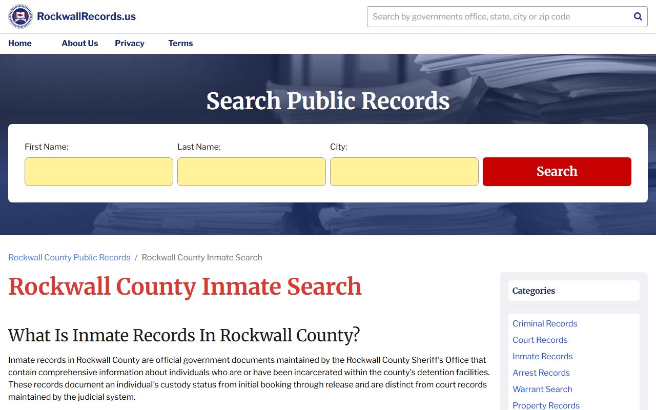 Rockwall County recent arrests inmate search tool