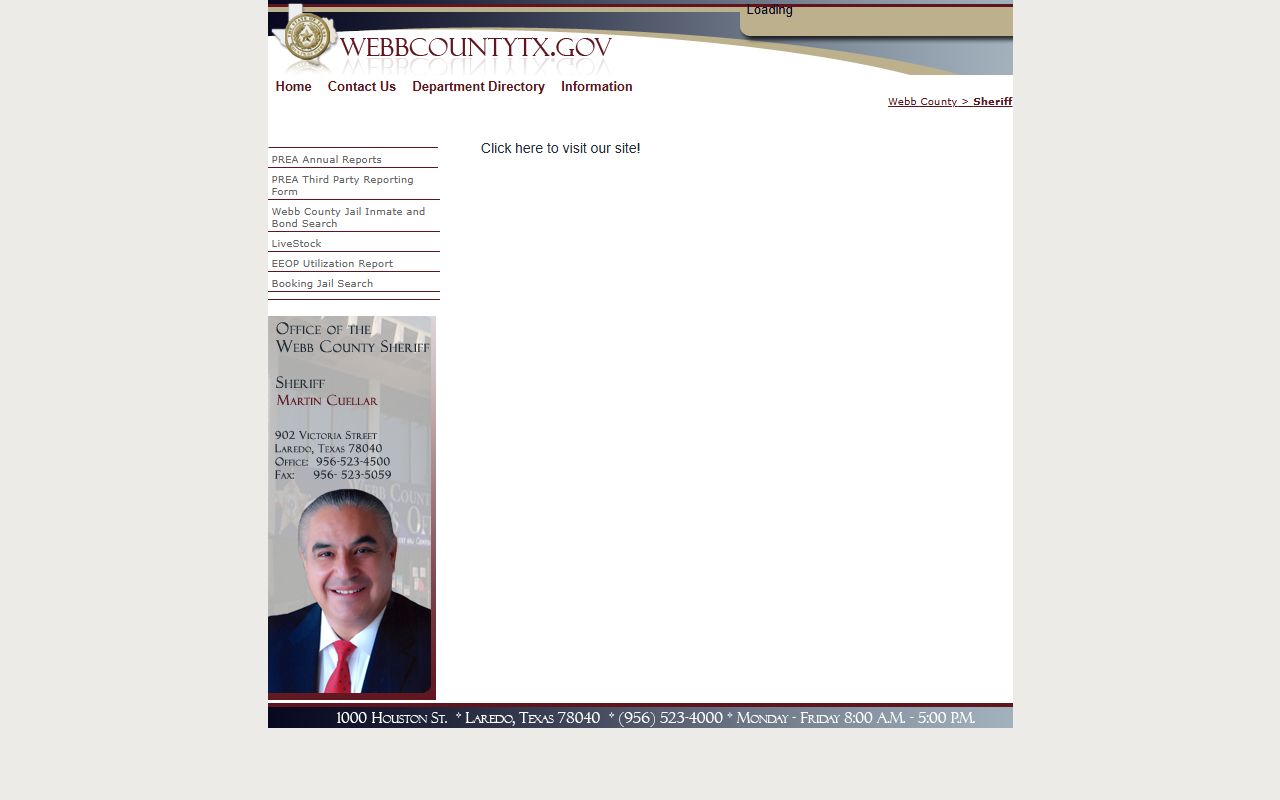 Webb County Sheriff's Office website for recent arrests search