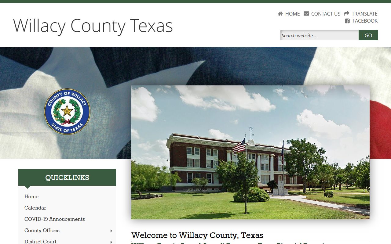 Willacy County government website for recent arrests and public records