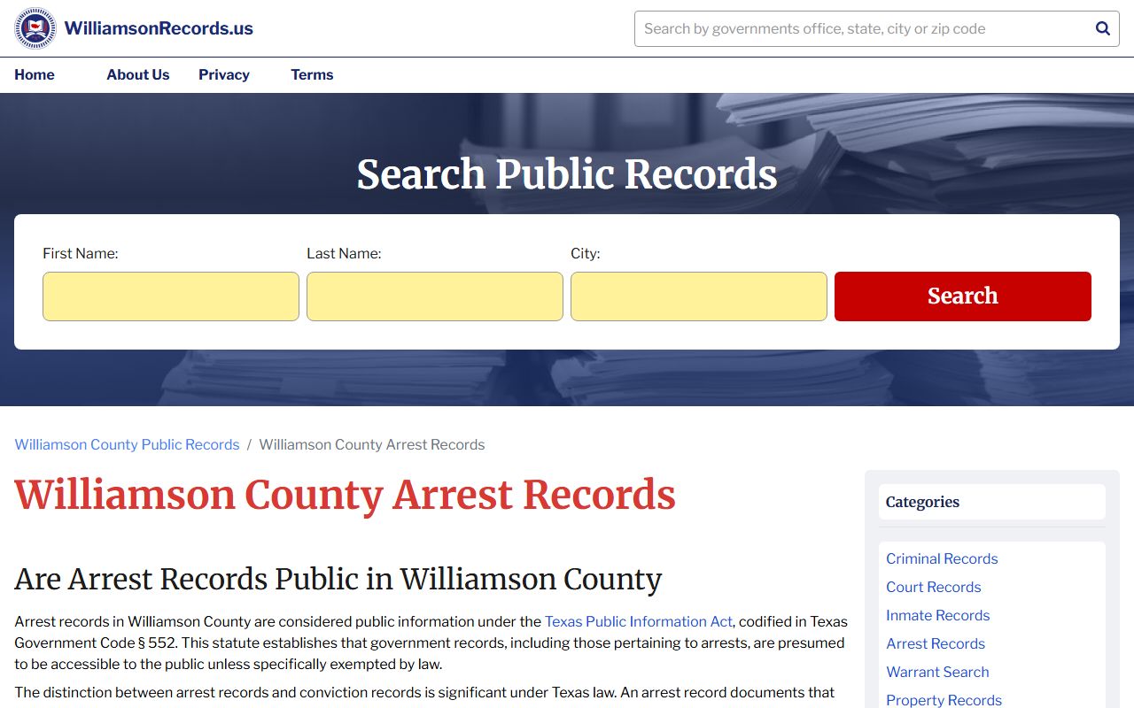 Williamson County arrest records search for recent bookings